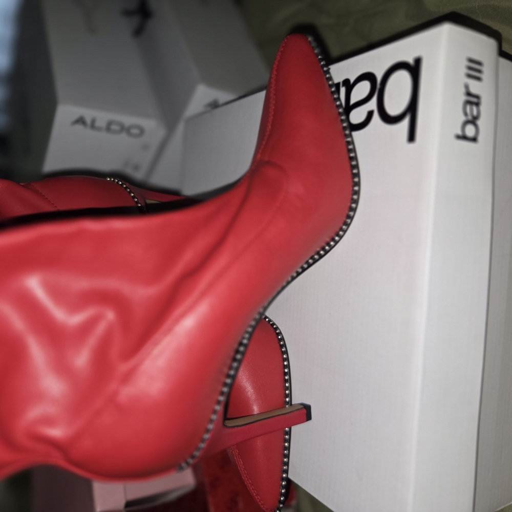 Bar III Women's Red Ankle Boots